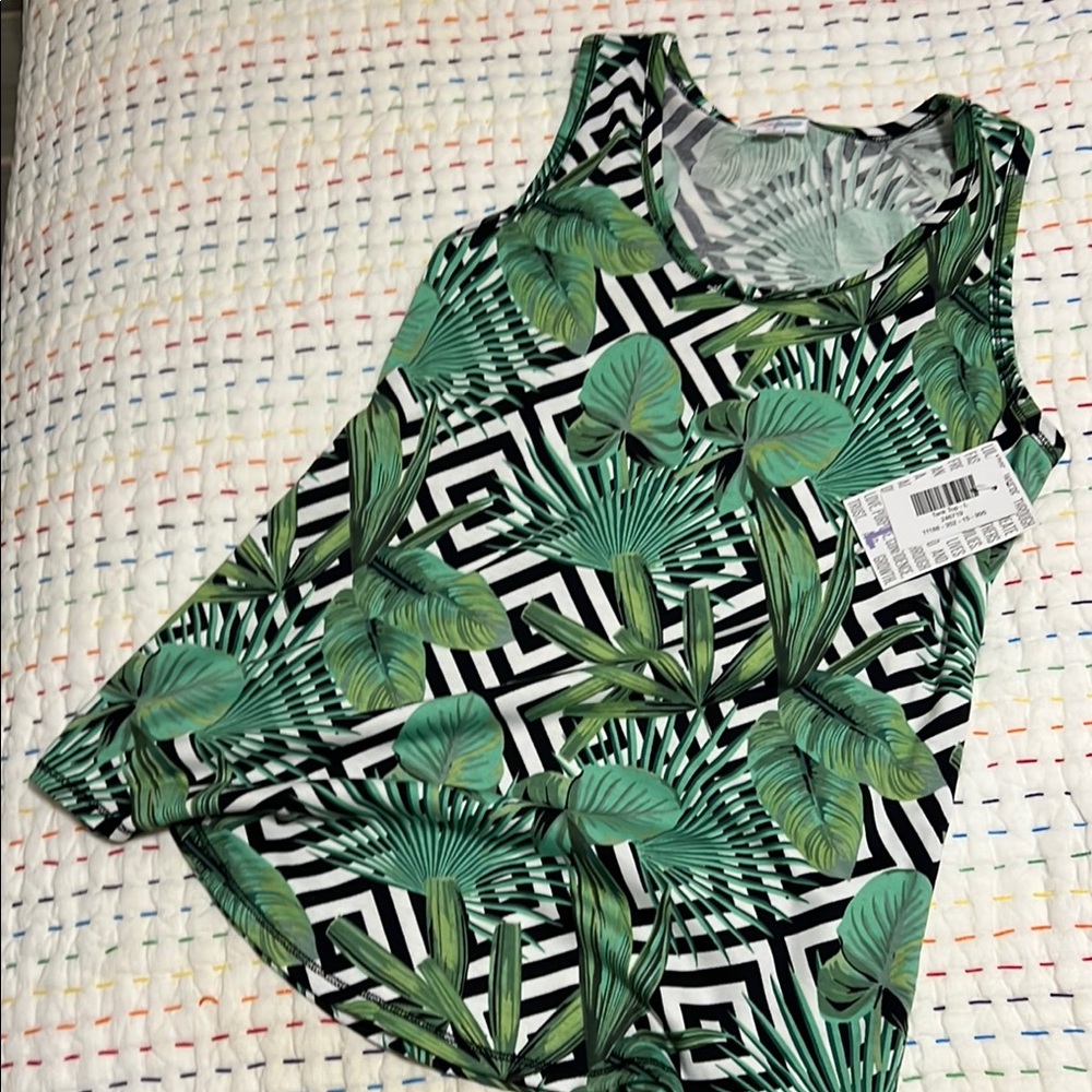 Tropical Green Leaf Print Women's Top
